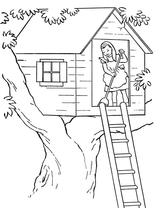 Treehouse Colouring page