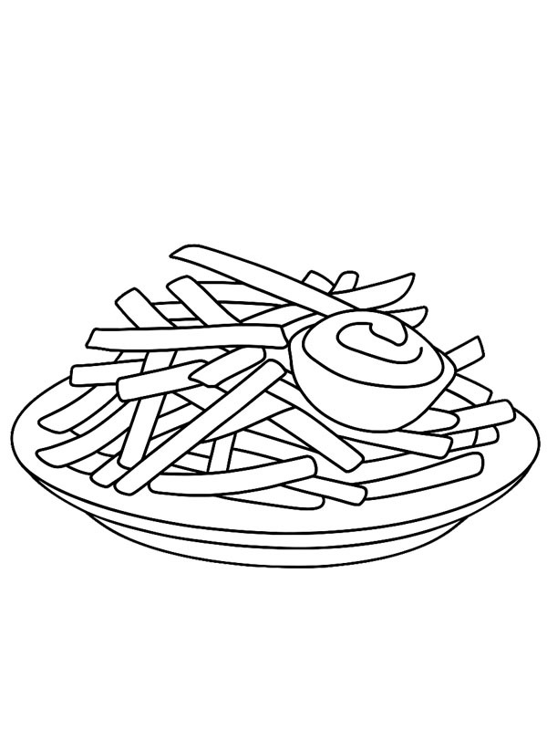 Plate with fries Colouring page