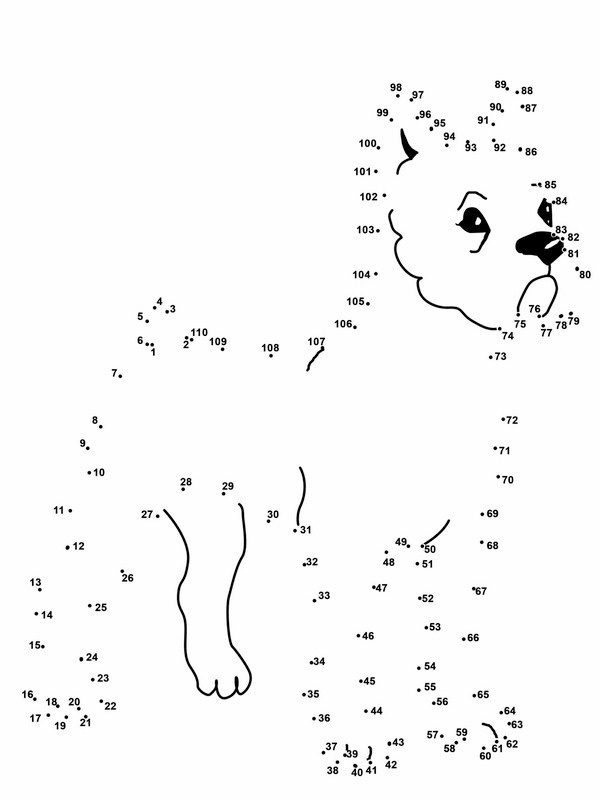 Dot to dot dog Colouring page