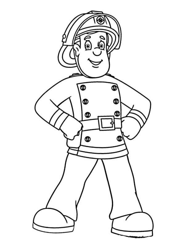 Sam the firefighter Colouring page