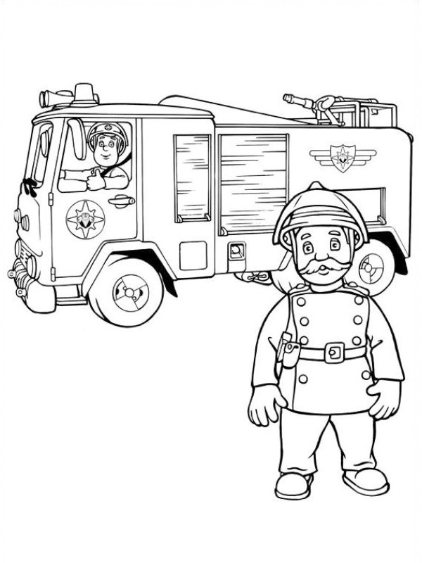 Fireman Sam and Station Officer Steele Colouring page