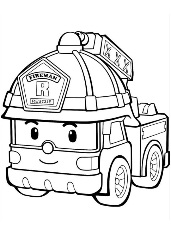 Fire truck Roy Colouring page