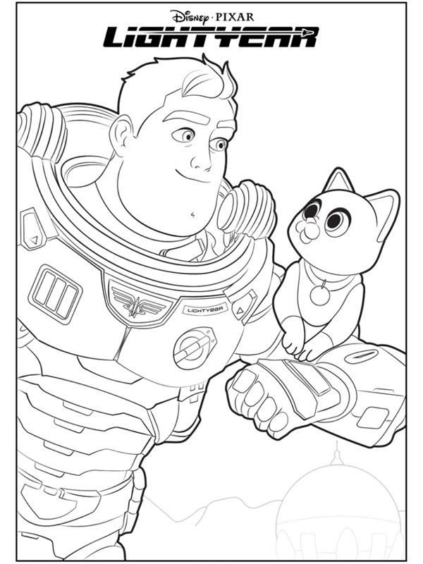 Buzz Lightyear and Sox Colouring page