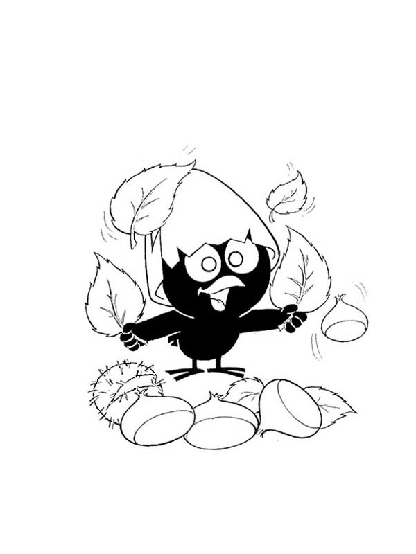 Calimero in between the leaves Colouring page Calimero in between the leaves Colouring page