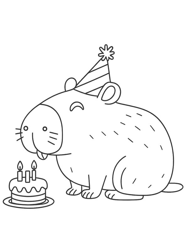 Capybara birthday Colouring page