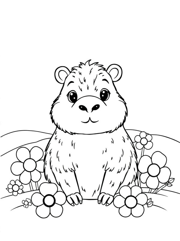 Capibara Colouring page