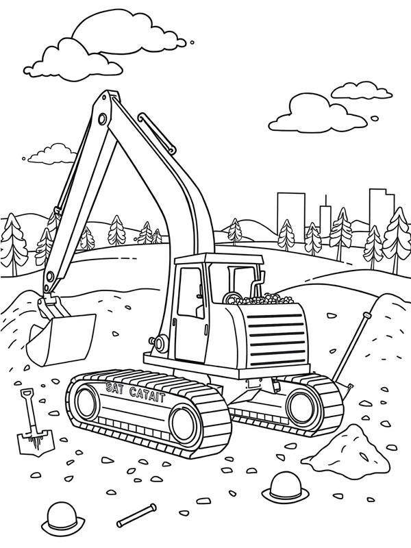 Caterpillar Excavator Colouring page