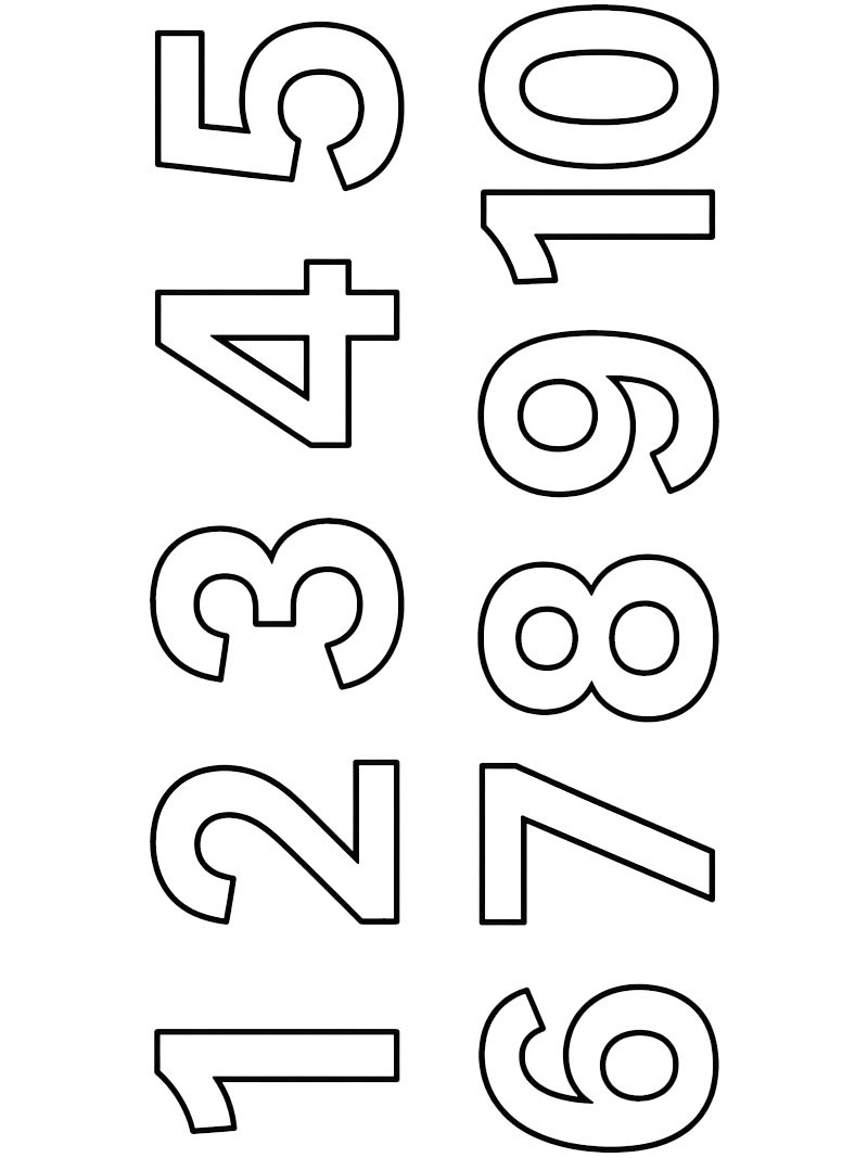 Numbers 1 to 10 Colouring page