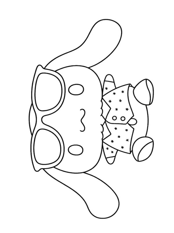 Cinnamoroll with glasses Colouring page