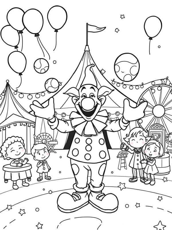 Circus clown Colouring page