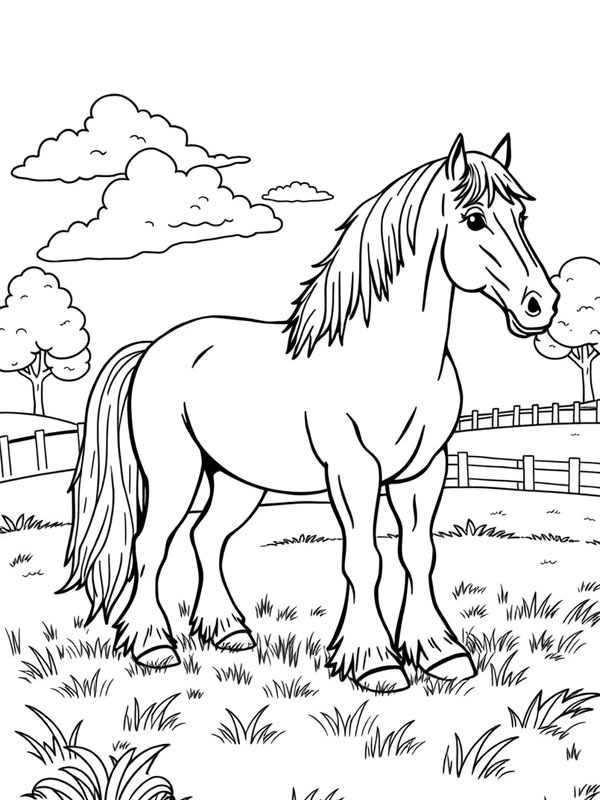 Clydesdale horse Colouring page