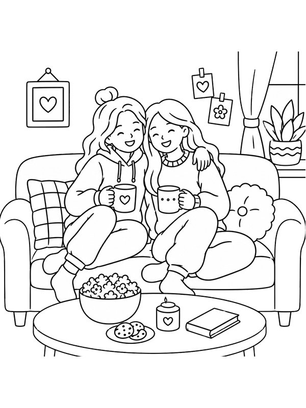 Cozy BFF Colouring page