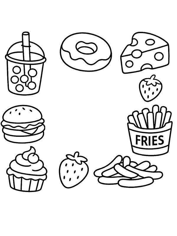 Cozy food Colouring page