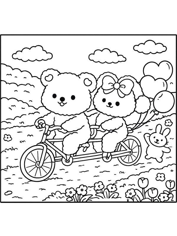 Cozy on the bike Colouring page