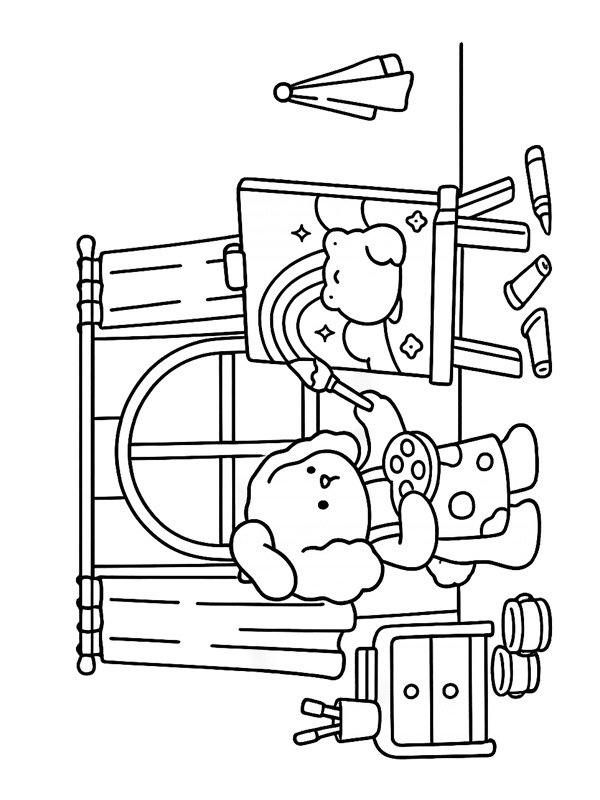 Cozy painting Colouring page