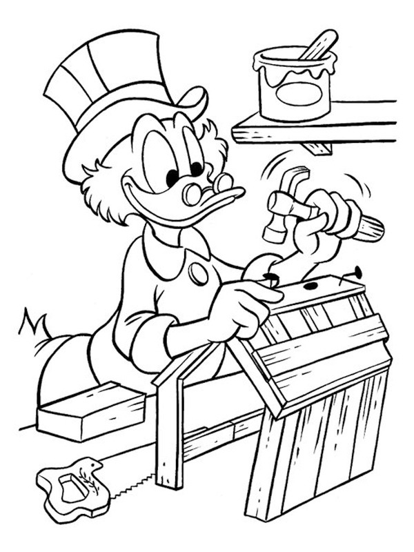 Scrooge McDuck building Colouring page