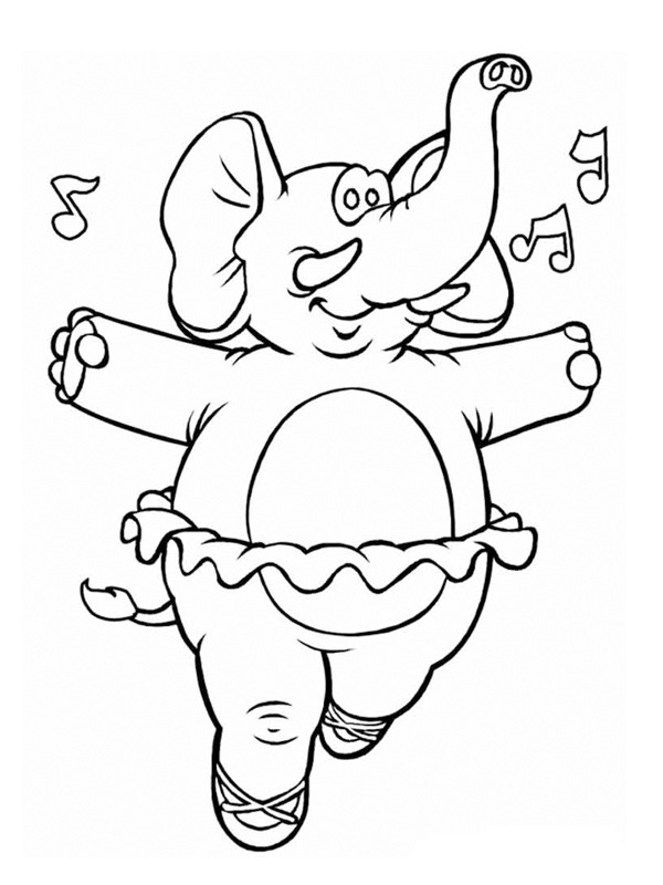 Dancing elephant Colouring page