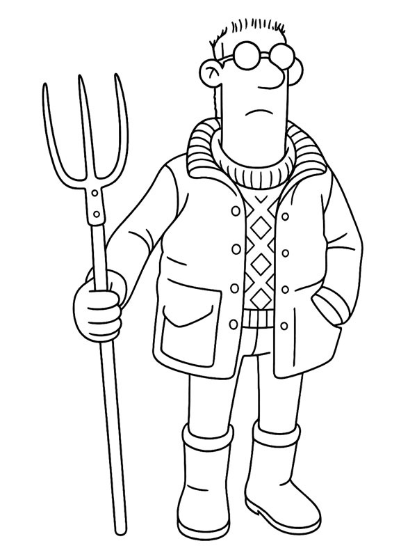 The Farmer (Shaun the Sheep) Colouring page
