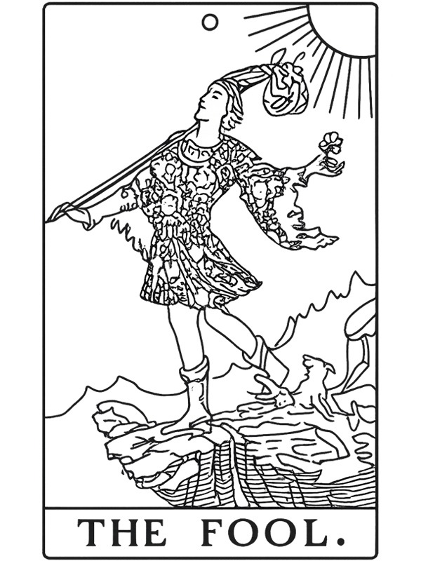 The Fool tarot card Colouring page