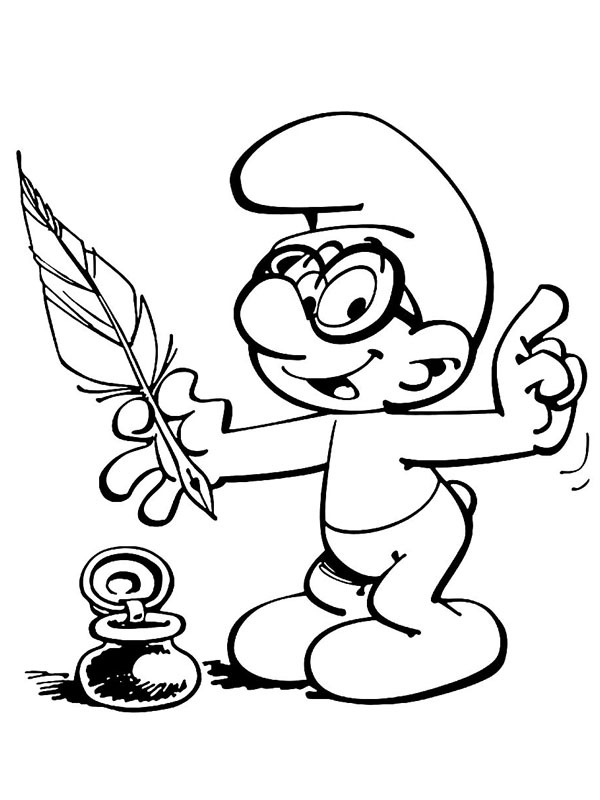 Poet Smurf Colouring page