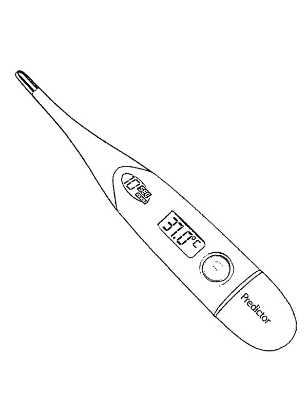 Digital Fever Thermometer Colouring page