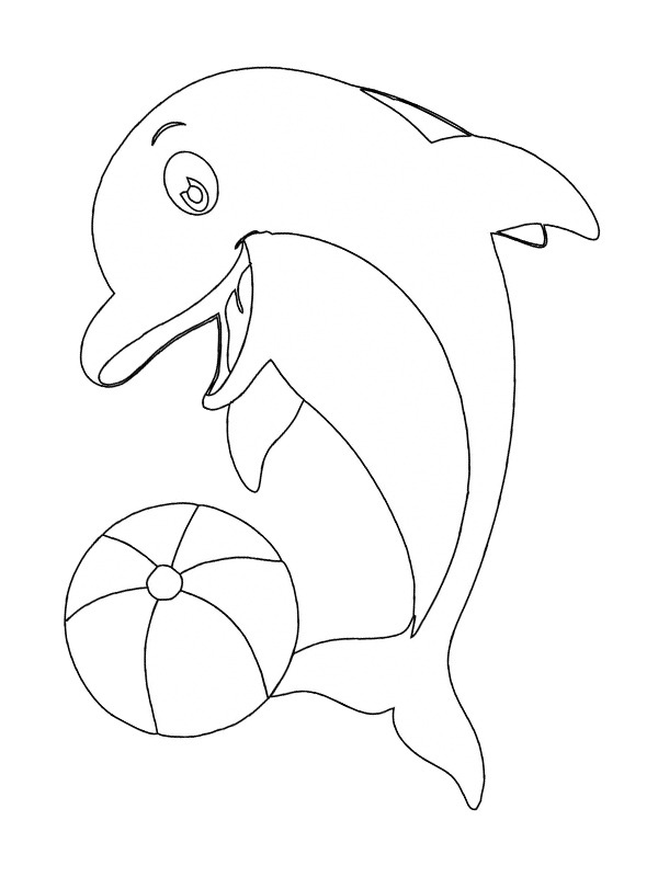 Dolphin with ball Colouring page