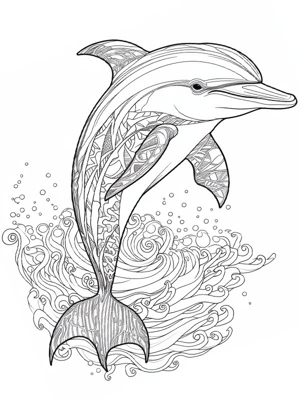 Dolphin for adults Colouring page