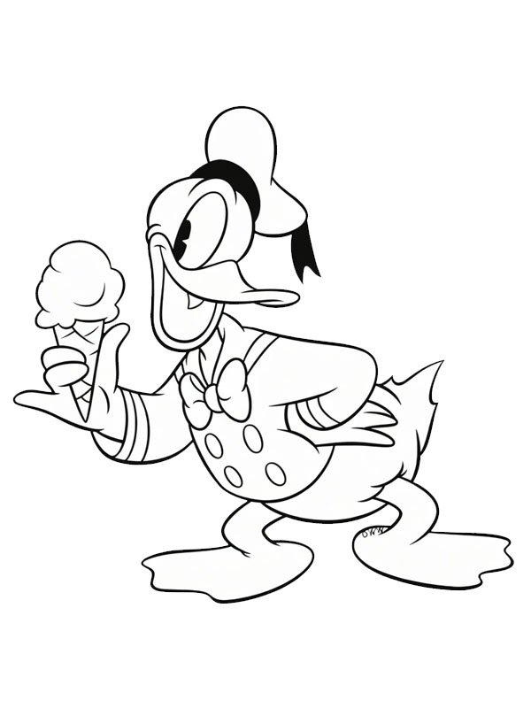 Donald Duck on the ice Colouring page
