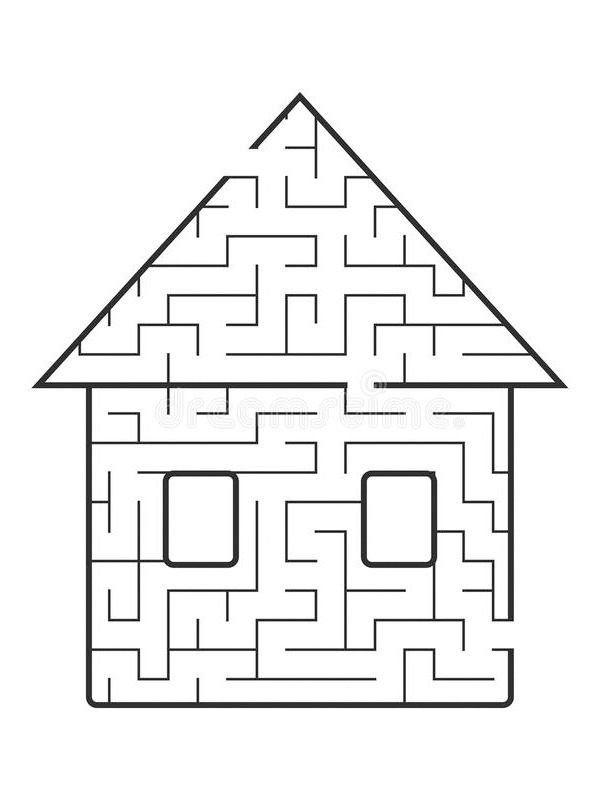 Maze house Colouring page