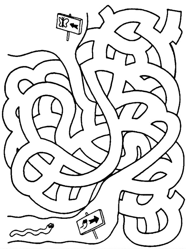 Maze worm Colouring page