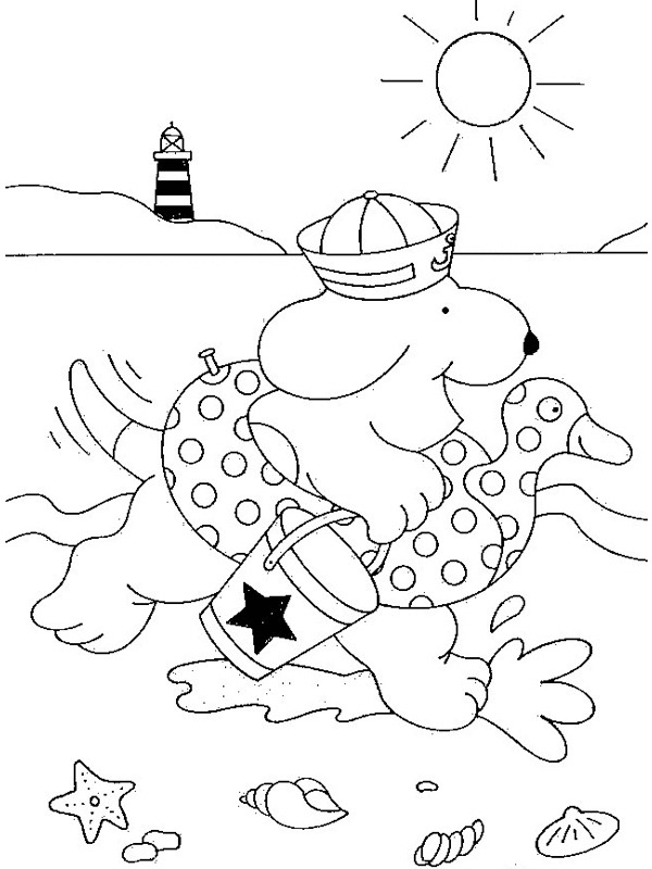 Spot at the beach Colouring page
