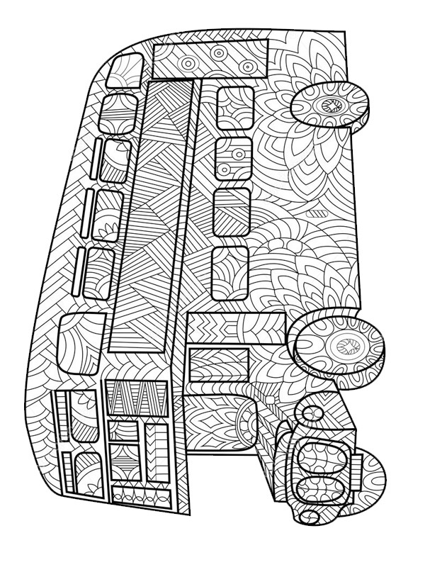double decker bus for adults Colouring page