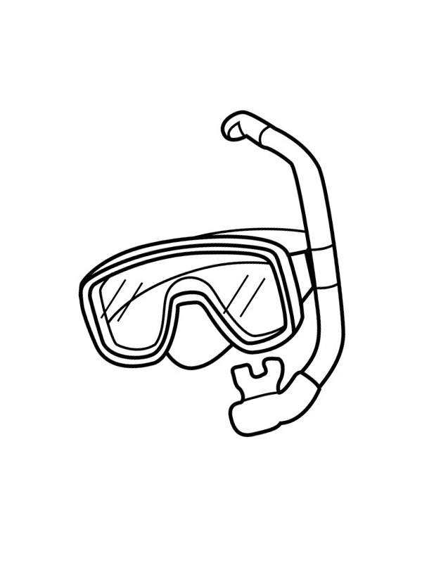 Mask and snorkel Colouring page