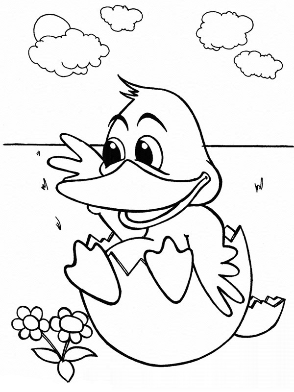 duck in egg Colouring page