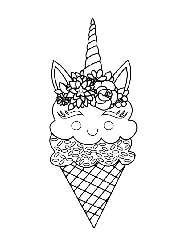 Unicorn Ice Cream Colouring page
