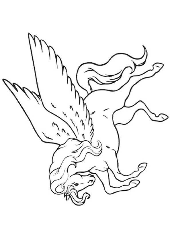 Unicorn with wings Colouring page