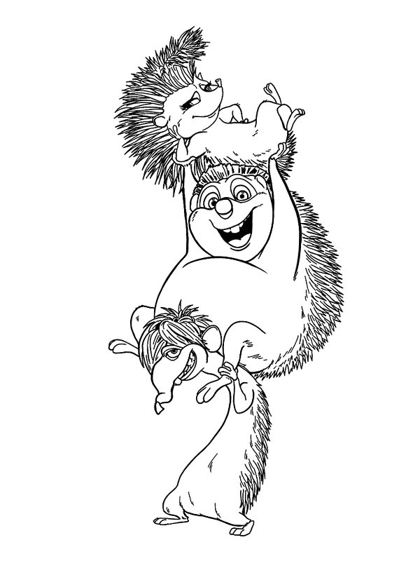 Hedgehogs Una, Dos and Cuatro Colouring page