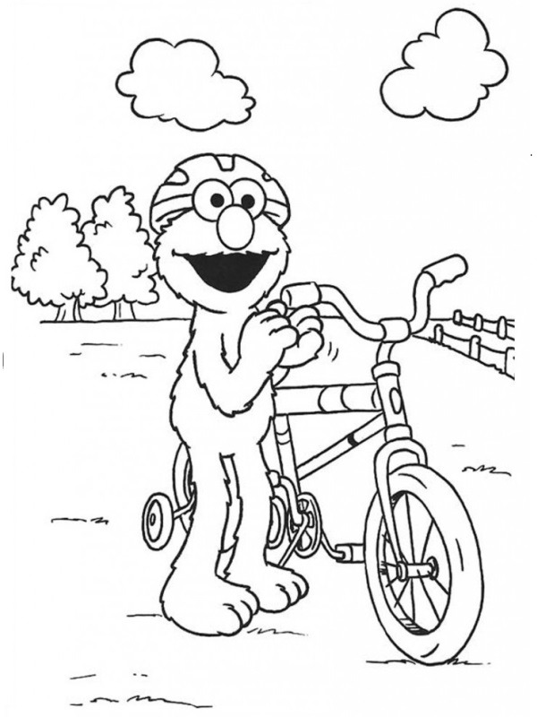 Elmo on the bike Colouring page