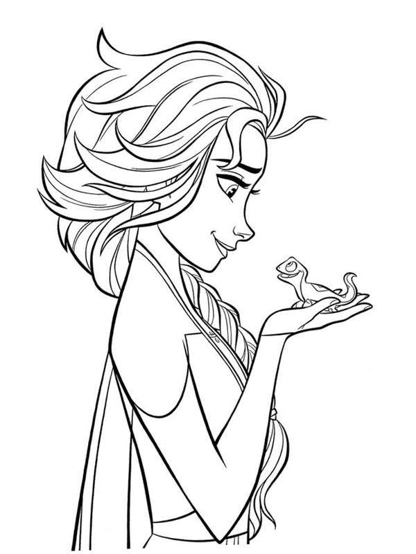 Elsa and Bruni Colouring page