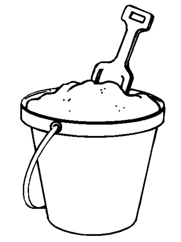 Bucket and shuffle Colouring page