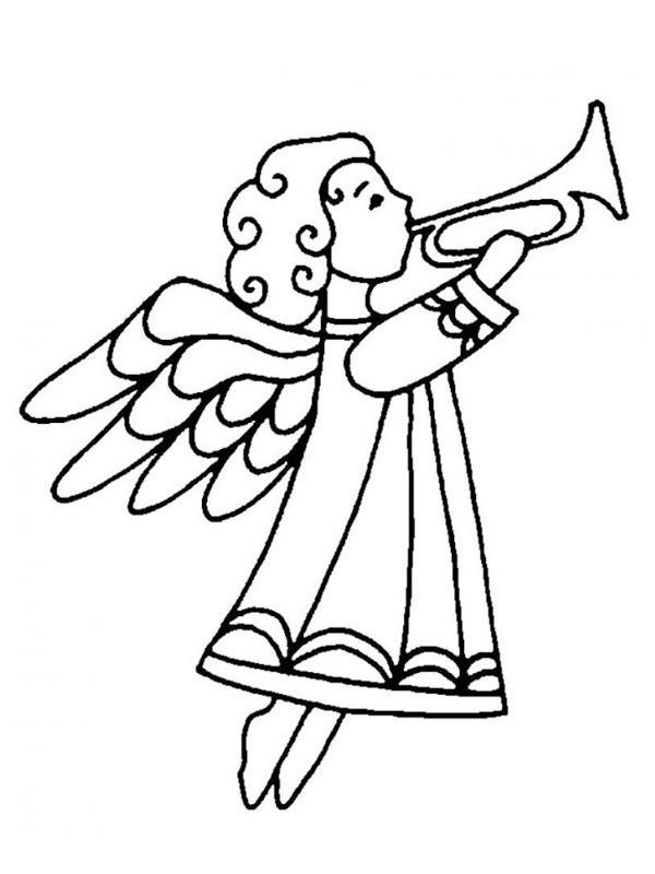 Angel With Trumpet Colouring page