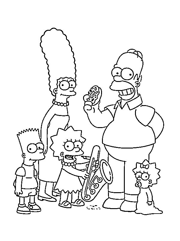 Family Simpson Colouring page