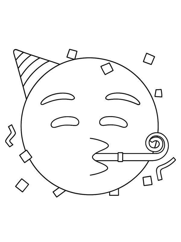 Partying emoji Colouring page