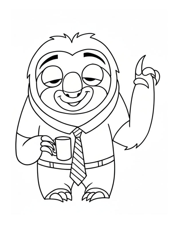 Flash Slothmore (Zootopia) Colouring page