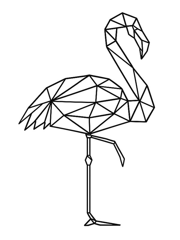 Geometric Flamingo Colouring page