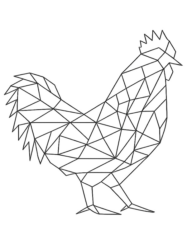 Geometric chicken Colouring page