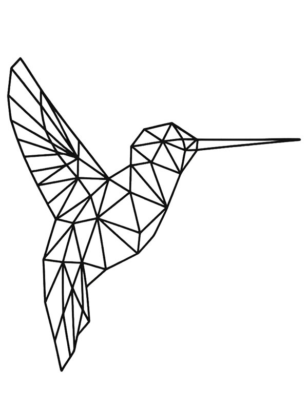 Geometric hummingbird Colouring page