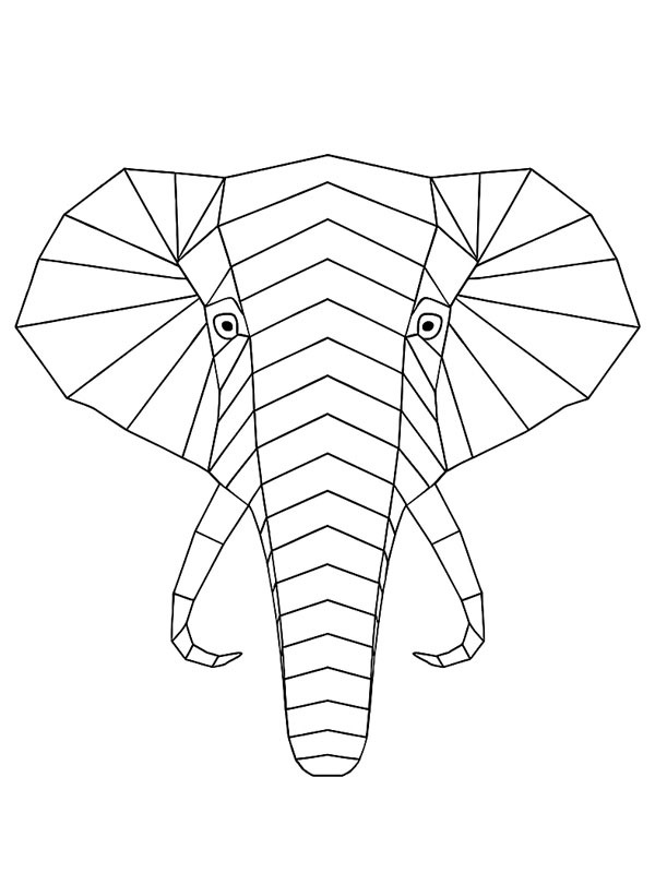 Geometric elephant Colouring page