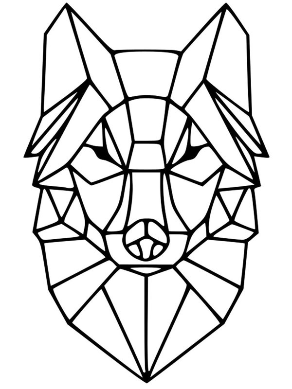 Geometric wolf Colouring page