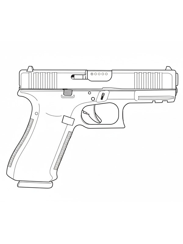 Glock 45 pistol Colouring page